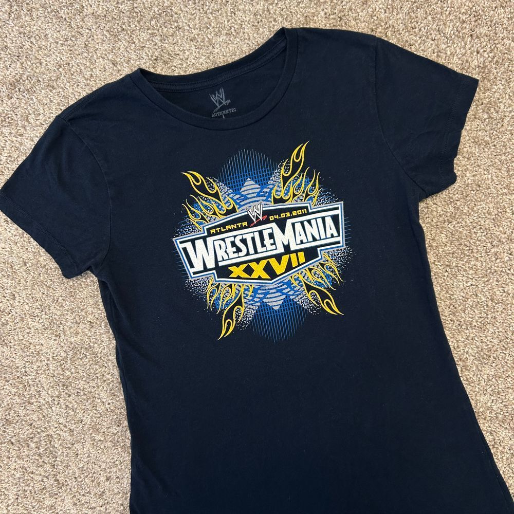 Wrestlemania XXVII 2011 WWE Double‎ Sided Shirt Women Size Large Atlanta Blue